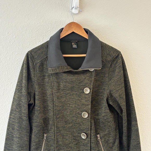 PrAna Breathe Softshell Jacket Womens Size L Green Asymmetrical Zip Outdoor - Picture 6 of 16